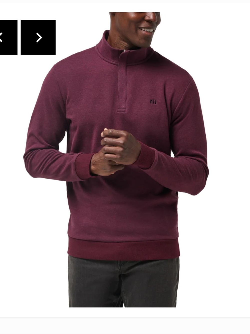 Travis Mathew Cloud 2.0 Men's 1/4 Zip Sweater in Heather Wine